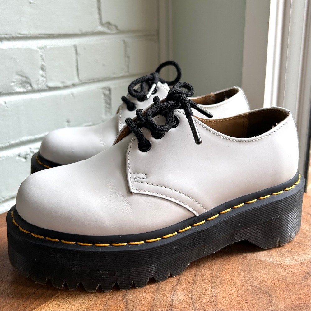 Dr. Martens 1461 Quad Smooth Leather Platform Shoes 36 Women's 5 Twee Academia